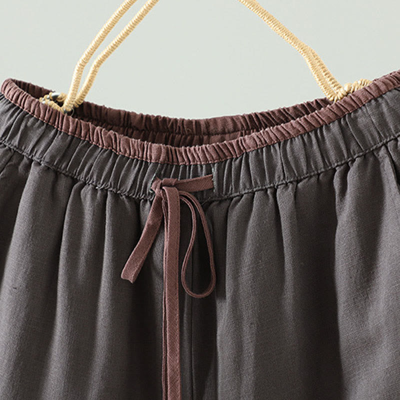 Pantalones anchos de lino y algodón con cordón ajustable de invierno para mujer con Buddha Stones y bolsillos - image 18