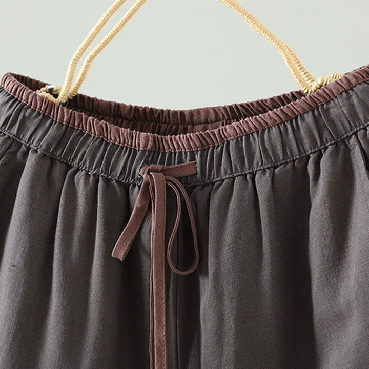 Pantalones anchos de lino y algodón con cordón ajustable de invierno para mujer con Buddha Stones y bolsillos - image 18