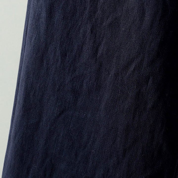 Pantalones anchos de lino y algodón con cordón ajustable de invierno para mujer con Buddha Stones y bolsillos - image 4