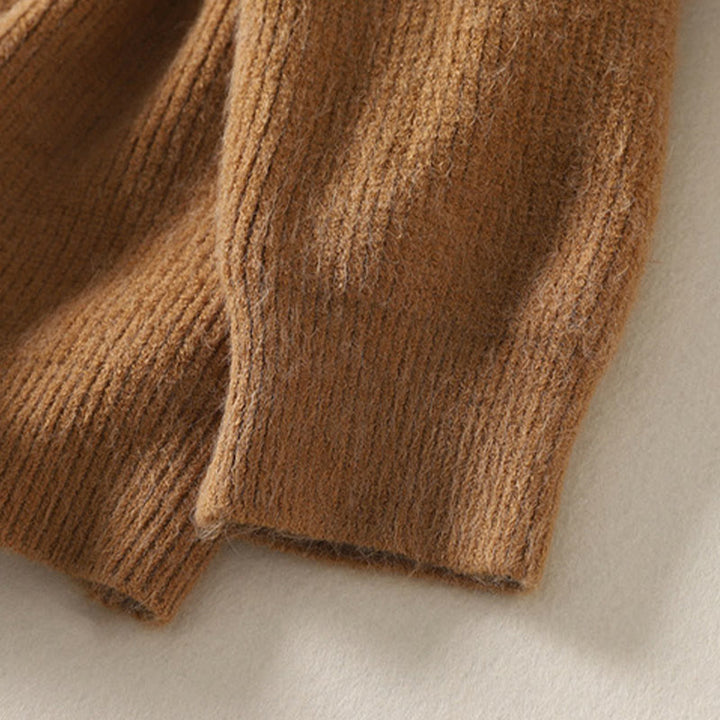 Cárdigan de punto de algodón de manga larga para mujer con cuello en V y botones de Buddha Stones para invierno - image 8