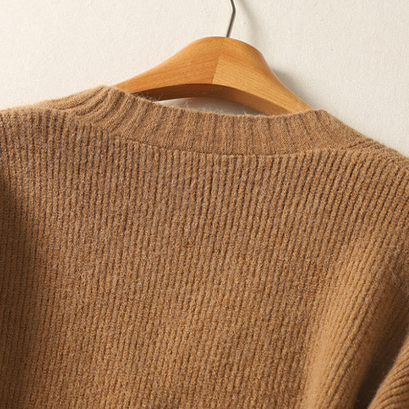 Cárdigan de punto de algodón de manga larga para mujer con cuello en V y botones de Buddha Stones para invierno - image 6