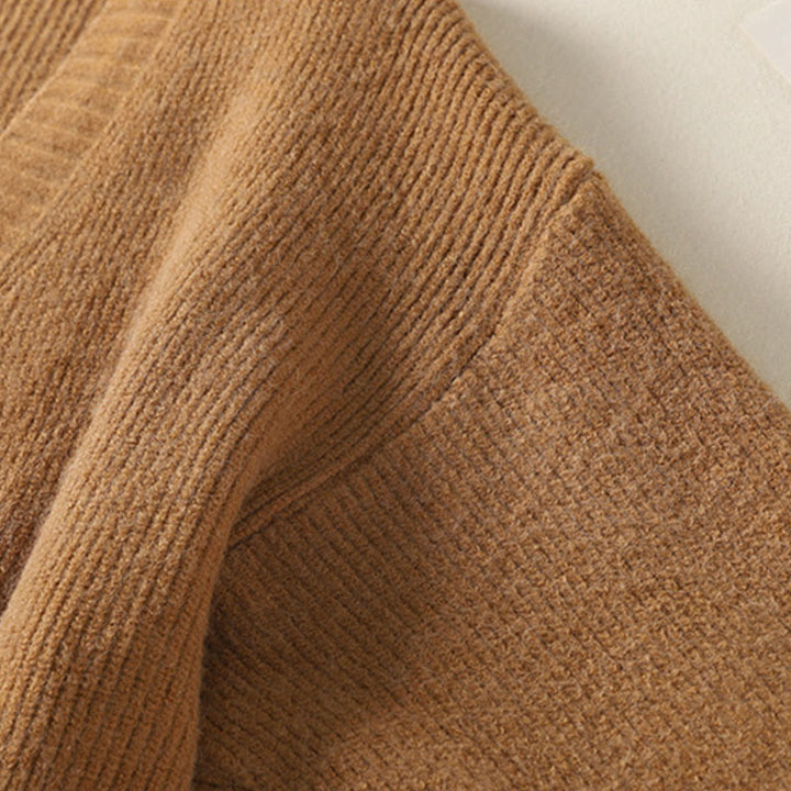 Cárdigan de punto de algodón de manga larga para mujer con cuello en V y botones de Buddha Stones para invierno - image 7