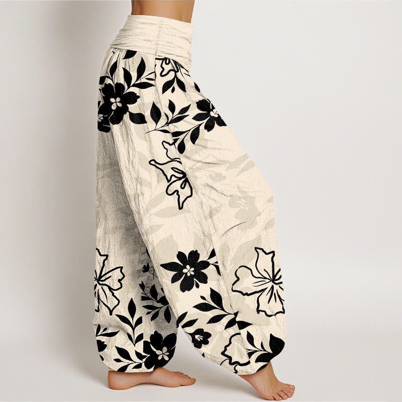 Pantalones Buddha Stones con estampado retro de flores y hojas para mujer, con cintura elástica - image 10