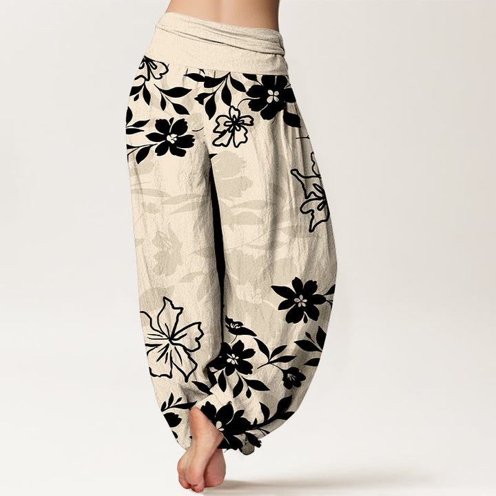 Pantalones Buddha Stones con estampado retro de flores y hojas para mujer, con cintura elástica - image 9