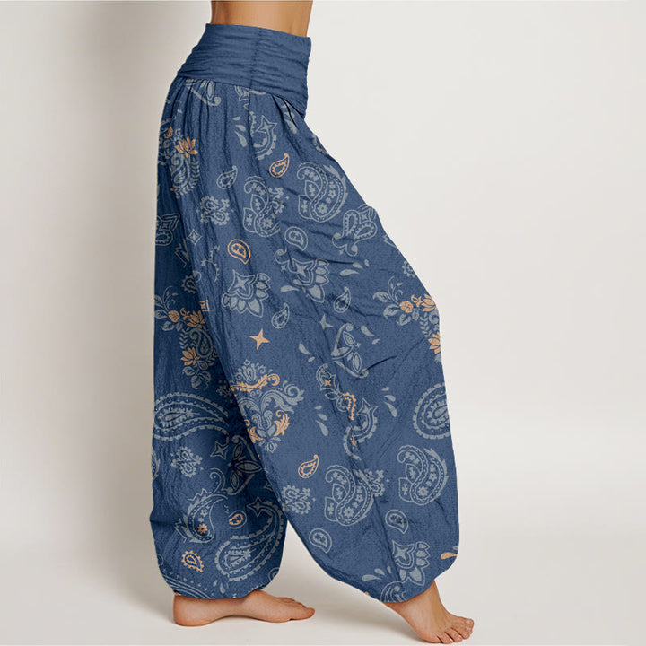 Pantalones harén de algodón con estampado vintage de cachemira y Buddha Stones para mujer con cintura elástica - image 10