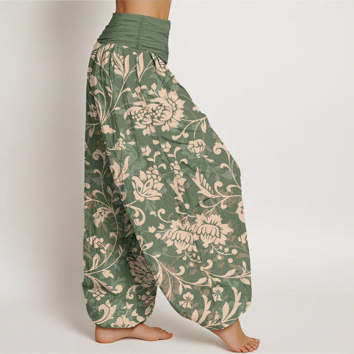 Pantalones harén de algodón con estampado floral de lujo y Buddha Stones para mujer, cintura elástica - image 2