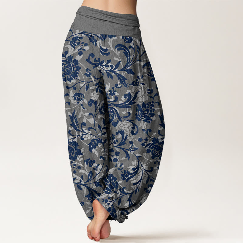 Pantalones harén de algodón con estampado floral de lujo y Buddha Stones para mujer, cintura elástica - image 6