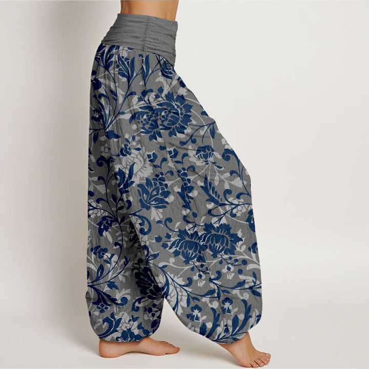 Pantalones harén de algodón con estampado floral de lujo y Buddha Stones para mujer, cintura elástica - image 7