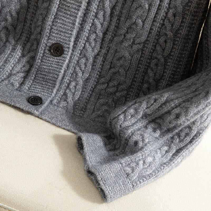 Cárdigan de punto de manga larga para mujer, de algodón, con diseño informal de botones retorcidos de Buddha Stones para invierno - image 26