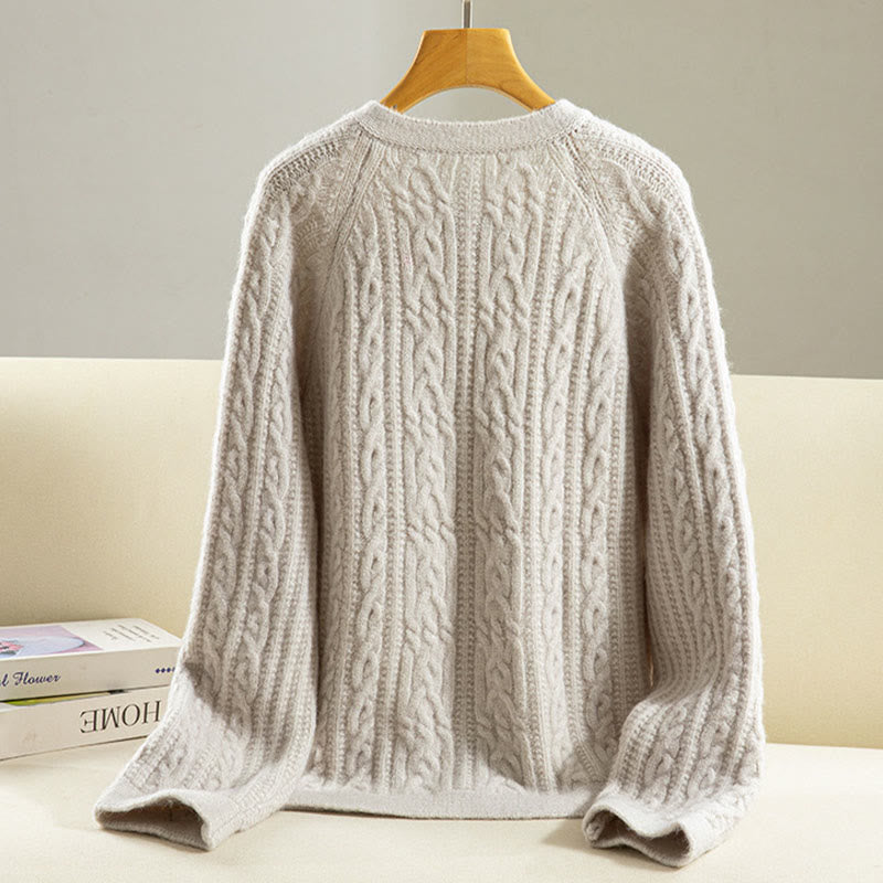 Cárdigan de punto de manga larga para mujer, de algodón, con diseño informal de botones retorcidos de Buddha Stones para invierno - image 32