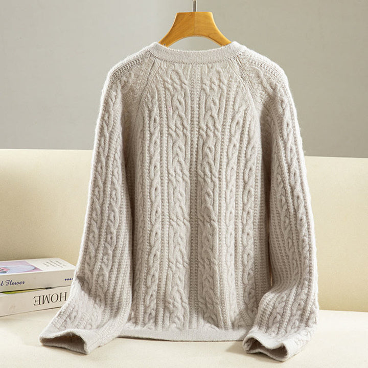 Cárdigan de punto de manga larga para mujer, de algodón, con diseño informal de botones retorcidos de Buddha Stones para invierno - image 32