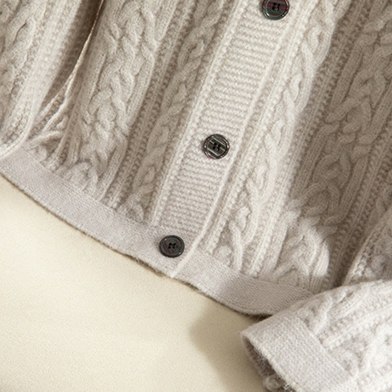 Cárdigan de punto de manga larga para mujer, de algodón, con diseño informal de botones retorcidos de Buddha Stones para invierno - image 38