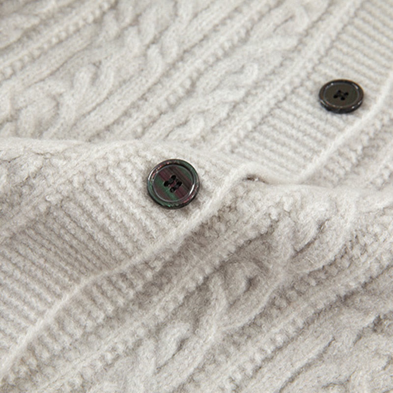 Cárdigan de punto de manga larga para mujer, de algodón, con diseño informal de botones retorcidos de Buddha Stones para invierno - image 43