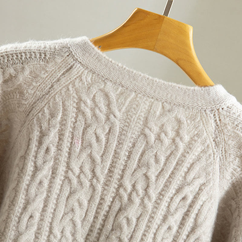 Cárdigan de punto de manga larga para mujer, de algodón, con diseño informal de botones retorcidos de Buddha Stones para invierno - image 35