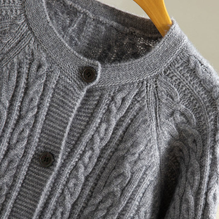 Cárdigan de punto de manga larga para mujer, de algodón, con diseño informal de botones retorcidos de Buddha Stones para invierno - image 19