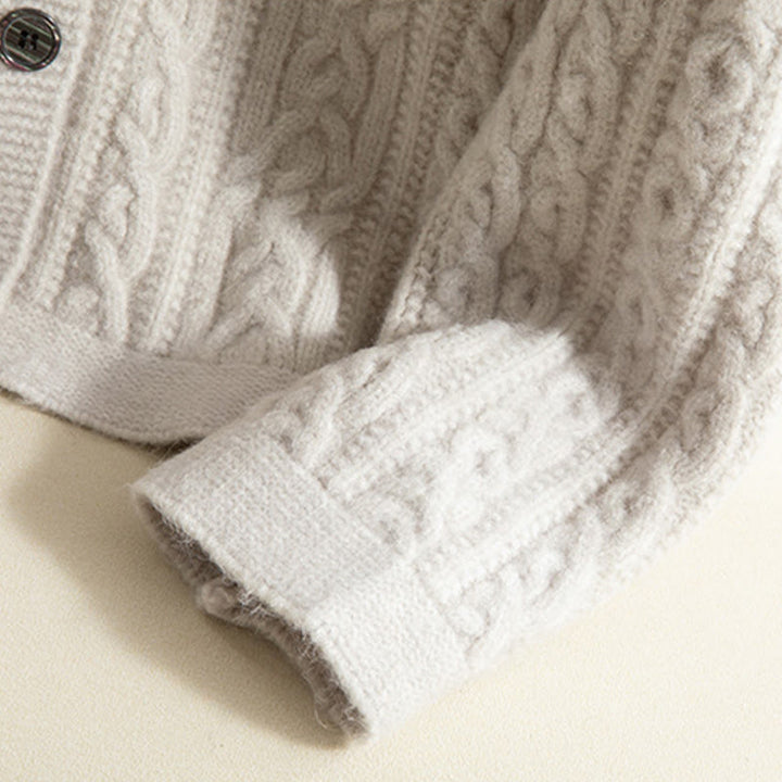 Cárdigan de punto de manga larga para mujer, de algodón, con diseño informal de botones retorcidos de Buddha Stones para invierno - image 42