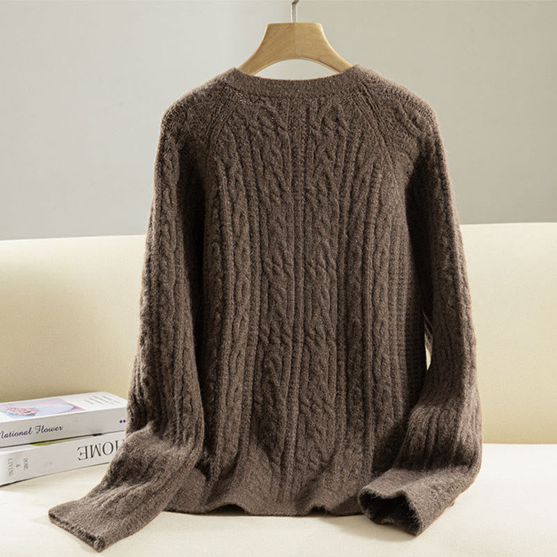 Cárdigan de punto de manga larga para mujer, de algodón, con diseño informal de botones retorcidos de Buddha Stones para invierno - image 1