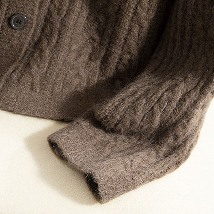 Cárdigan de punto de manga larga para mujer, de algodón, con diseño informal de botones retorcidos de Buddha Stones para invierno - image 9