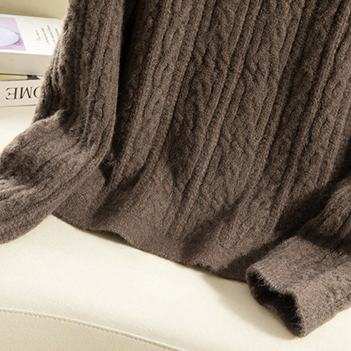 Cárdigan de punto de manga larga para mujer, de algodón, con diseño informal de botones retorcidos de Buddha Stones para invierno - image 7