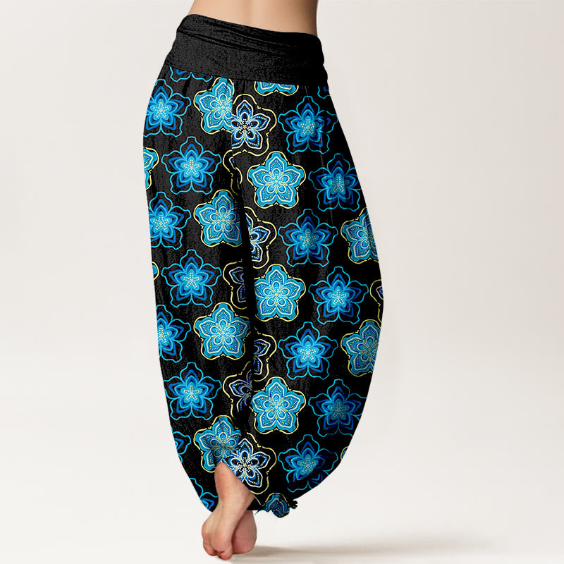 Pantalones Buddha Stones de algodón con diseño regular de flores de cinco pétalos y cintura elástica para mujer - image 6