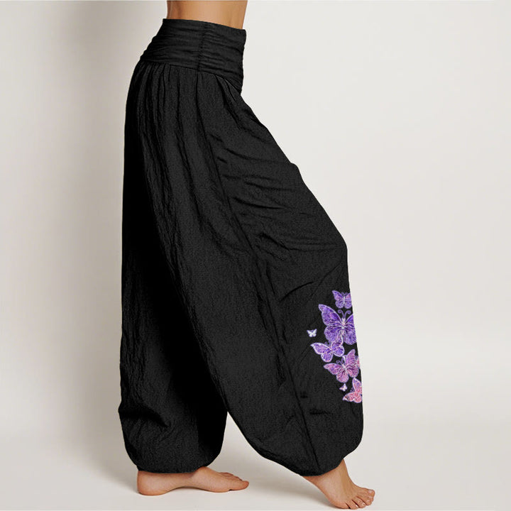 Pantalones Buddha Stones de algodón puro con estampado de mariposas pastel y cintura elástica para mujer - image 7