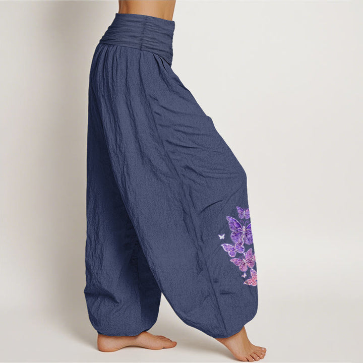 Pantalones Buddha Stones de algodón puro con estampado de mariposas pastel y cintura elástica para mujer - image 10