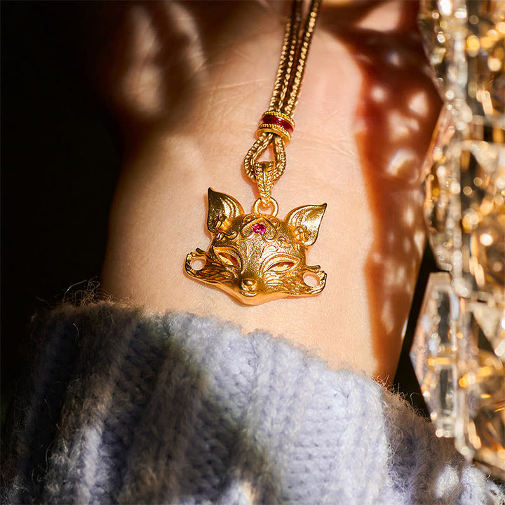 Colgante de cuerda con textura de zorro y latón chapado en oro de 24 Buddha Stones - image 6