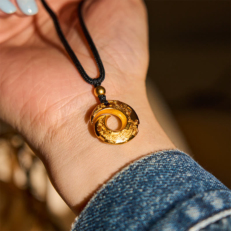 Collar con colgante de cuerda negra con Buddha Stones , chapado en oro de 24 quilates, hebilla de la paz y cuerda auspiciosa. - image 8