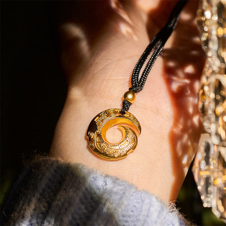 Collar con colgante de cuerda negra con Buddha Stones , chapado en oro de 24 quilates, hebilla de la paz y cuerda auspiciosa. - image 7