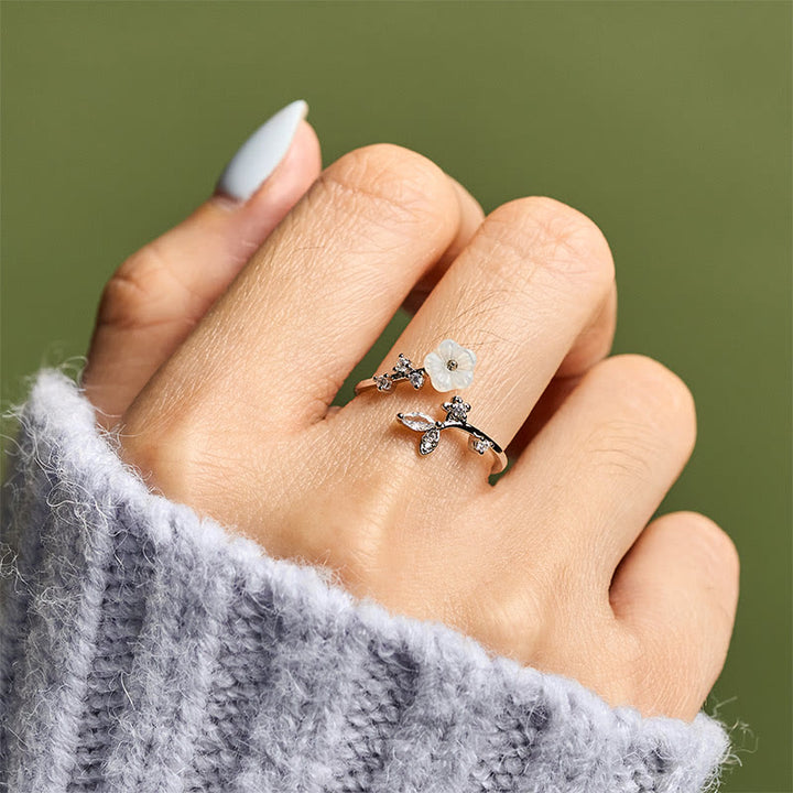 Anillo de cobre curativo ajustable con diseño de flor blanca y Buddha Stones - image 20