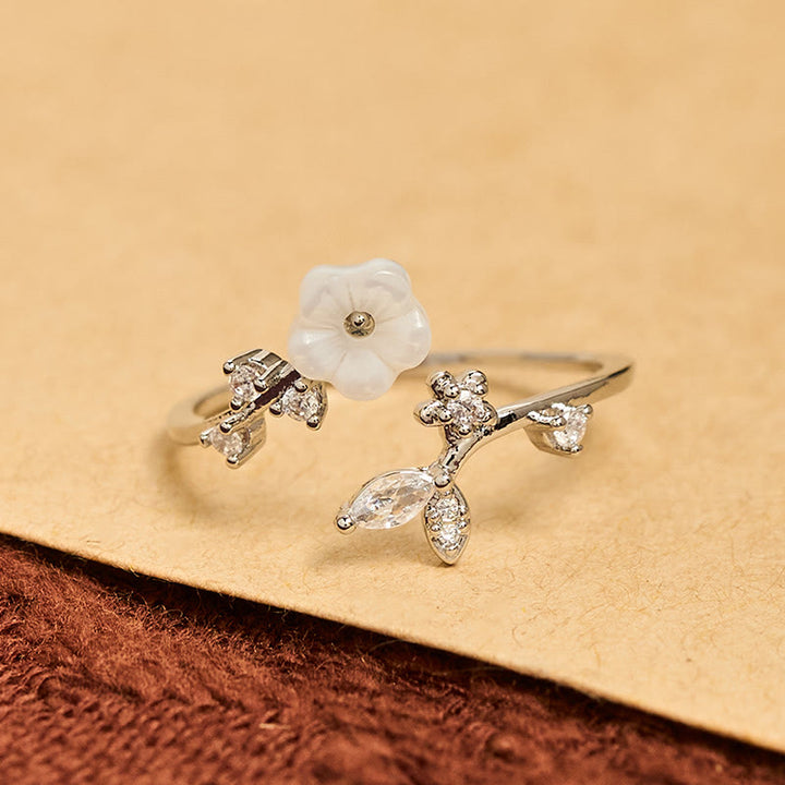 Anillo de cobre curativo ajustable con diseño de flor blanca y Buddha Stones - image 13