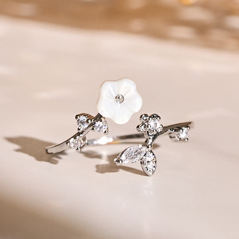 Anillo de cobre curativo ajustable con diseño de flor blanca y Buddha Stones - Plata - image 12