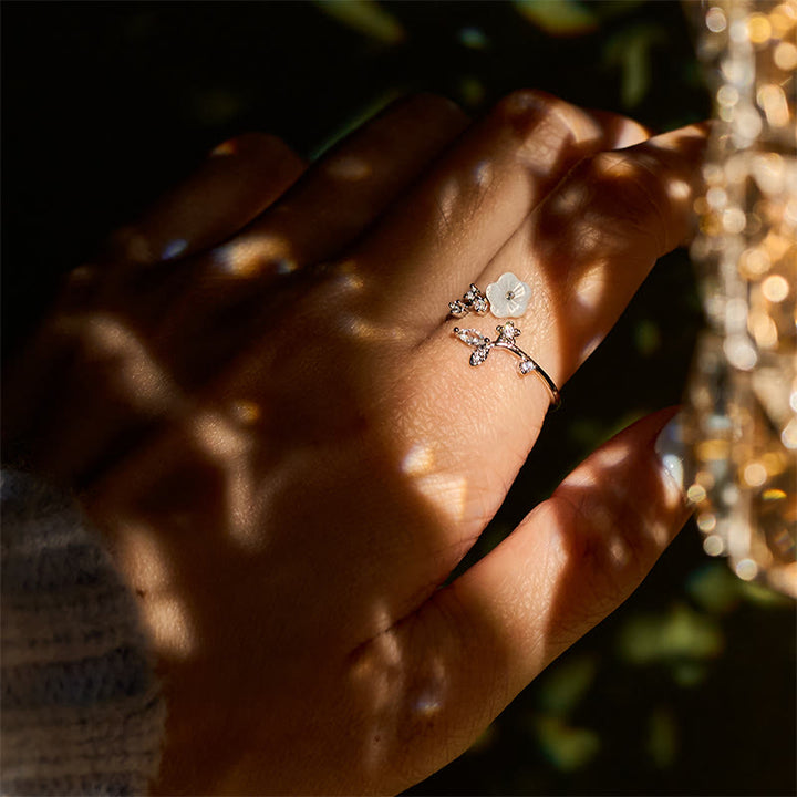 Anillo de cobre curativo ajustable con diseño de flor blanca y Buddha Stones - image 21