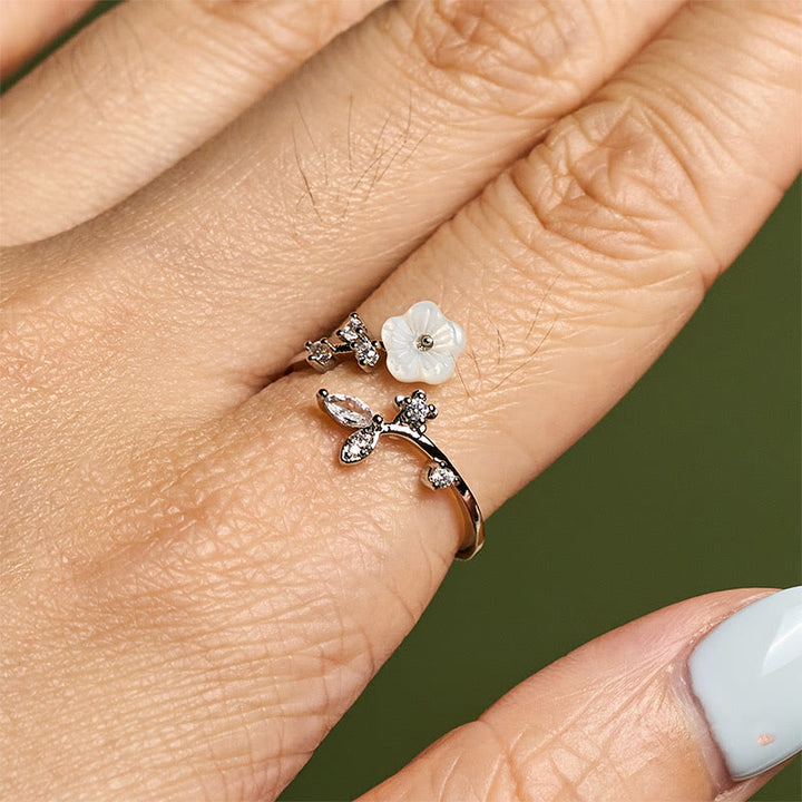 Anillo de cobre curativo ajustable con diseño de flor blanca y Buddha Stones - image 19