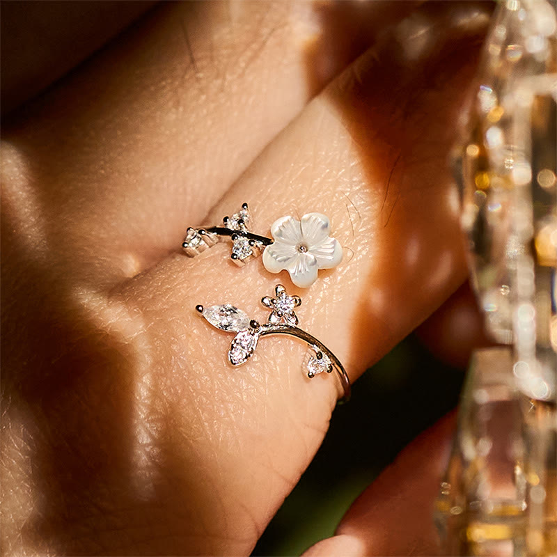 Anillo de bendición ajustable con diseño de flor blanca y Buddha Stones en plata de ley 925 - image 16