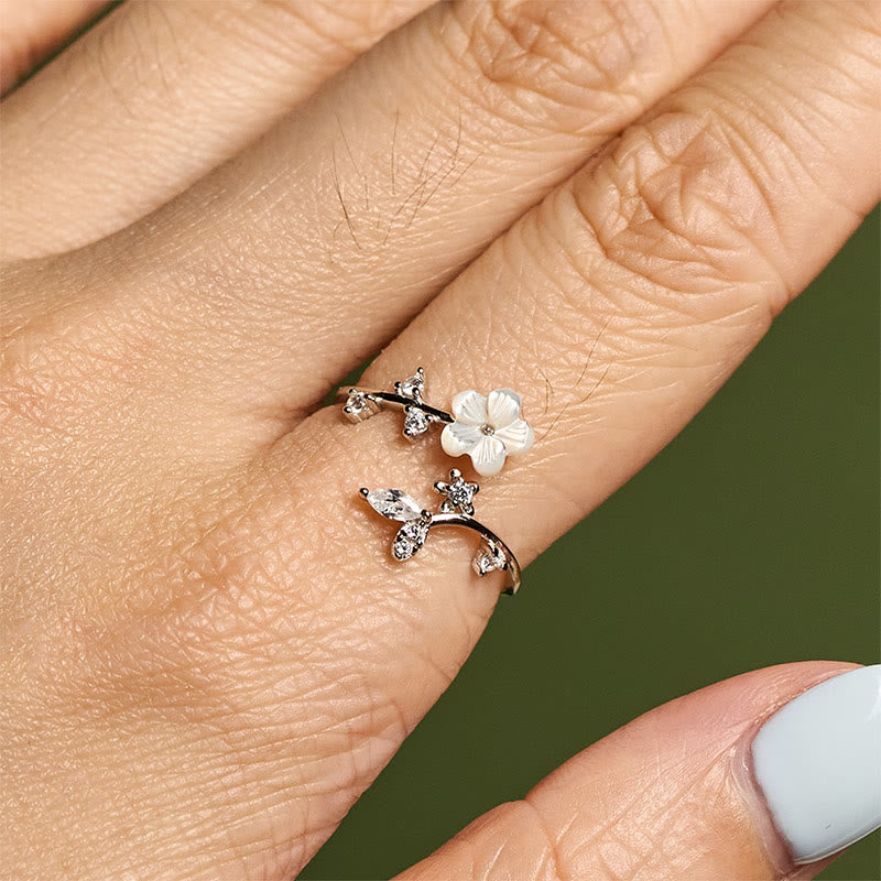 Anillo de bendición ajustable con diseño de flor blanca y Buddha Stones en plata de ley 925 - image 14