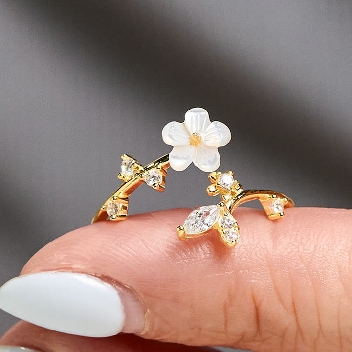 Anillo de bendición ajustable con diseño de flor blanca y Buddha Stones en plata de ley 925 - image 19