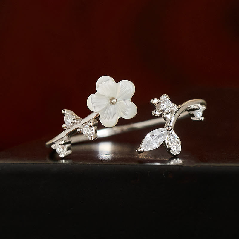 Anillo de bendición ajustable con diseño de flor blanca y Buddha Stones en plata de ley 925 - image 11