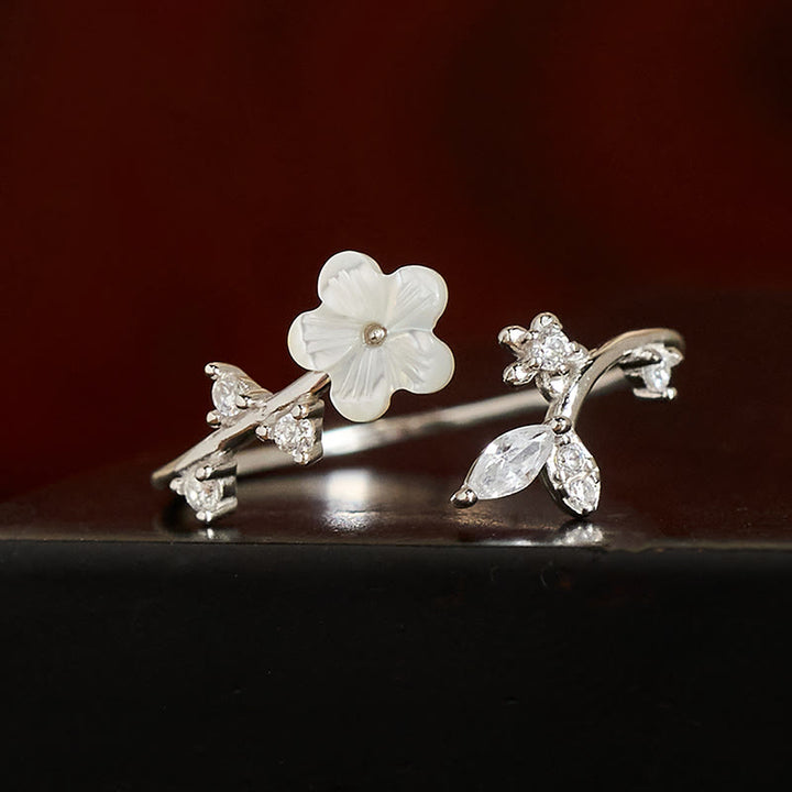 Anillo de bendición ajustable con diseño de flor blanca y Buddha Stones en plata de ley 925 - image 11