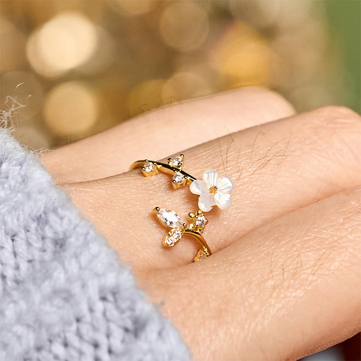 Anillo de bendición ajustable con diseño de flor blanca y Buddha Stones en plata de ley 925 - image 20