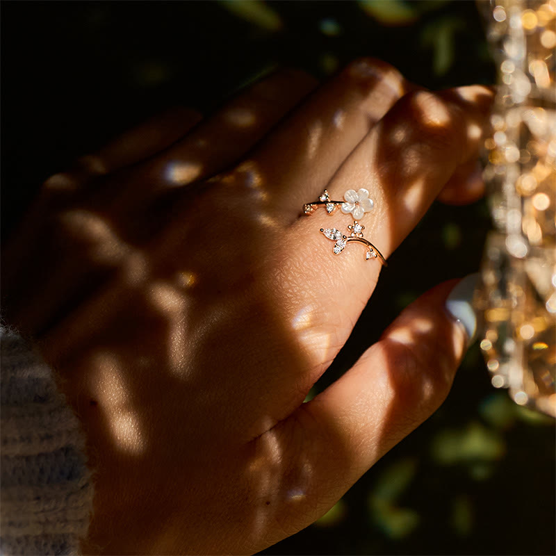 Anillo de bendición ajustable con diseño de flor blanca y Buddha Stones en plata de ley 925 - image 7