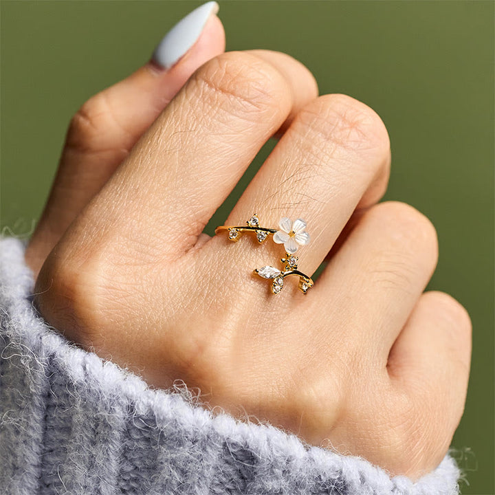 Anillo de bendición ajustable con diseño de flor blanca y Buddha Stones en plata de ley 925 - image 22