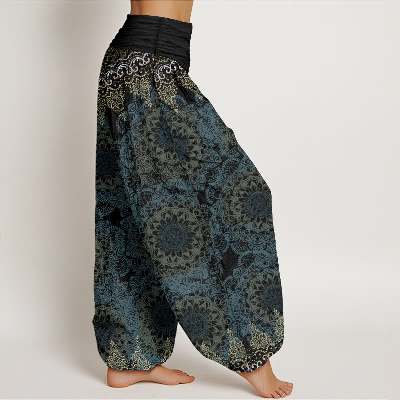 Pantalones bombachos de cintura elástica para mujer con estampado de mandalas triangulares de algodón y Buddha Stones - image 17