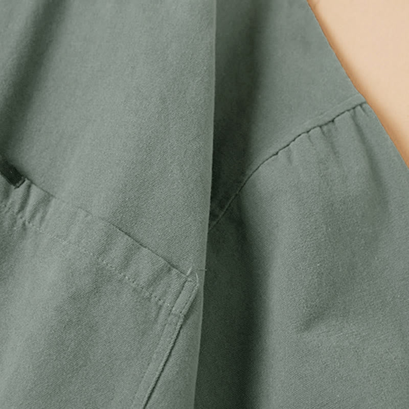 Camisa de algodón de manga larga con cuello alto y botones informales para mujer con diseño de Buddha Stones - image 3