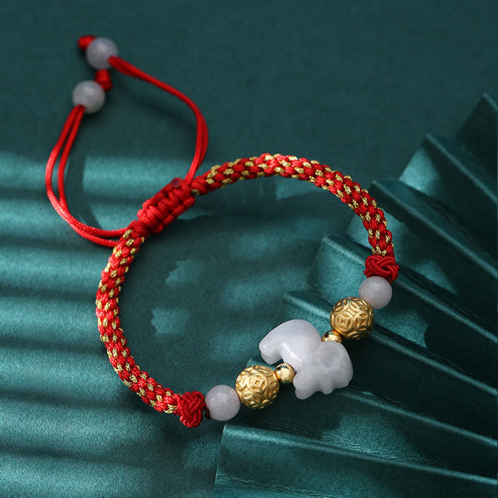 Pulsera de la suerte con cuentas de jade y plata del zodiaco chino , Buddha Stones y hilo rojo del Año del Caballo - Cabra (circunferencia de la muñeca: 14-20 cm) - image 18
