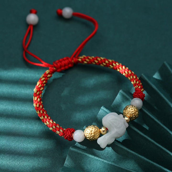 Pulsera de la suerte con cuentas de jade y plata del zodiaco chino , Buddha Stones y hilo rojo del Año del Caballo - Gallo (circunferencia de la muñeca: 14-20 cm) - image 21