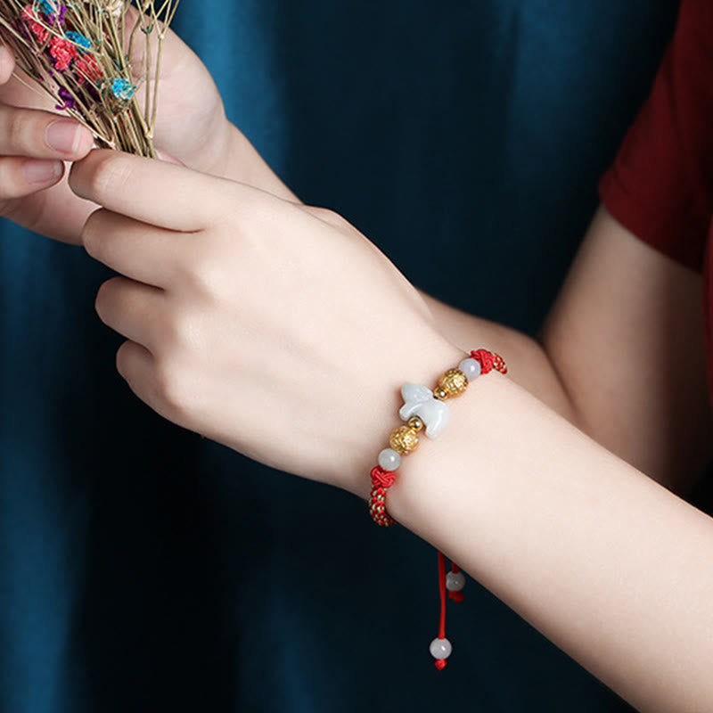 Pulsera de la suerte con cuentas de jade y plata del zodiaco chino , Buddha Stones y hilo rojo del Año del Caballo - image 19