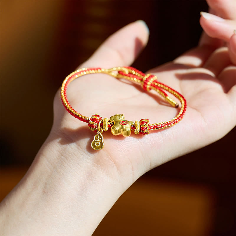 Pulsera trenzada de cobre con hilo rojo y Buddha Stones del Año del Caballo - image 3