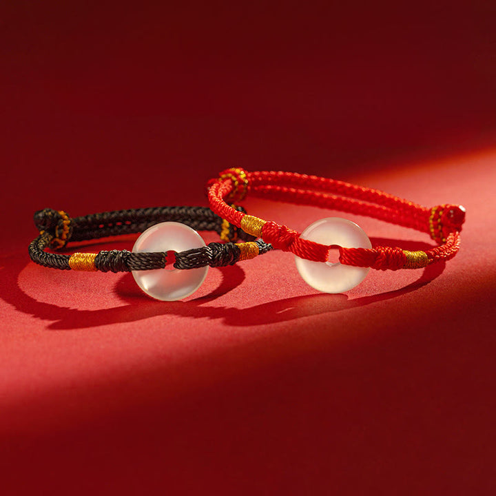 Pulsera trenzada con hebilla de paz y calcedonia blanca de Buddha Stones - image 14