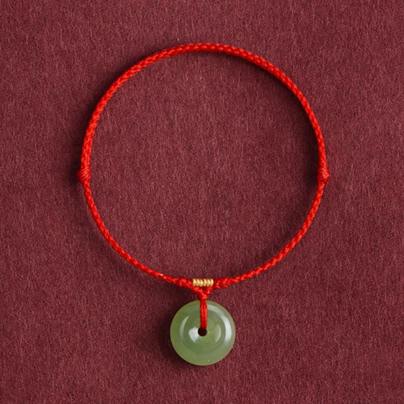 Pulsera tobillera con hebilla de paz y hilo de jade hetiano natural de Buddha Stones - image 2